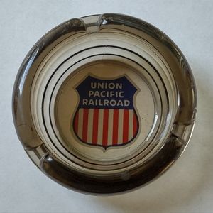 Vintage Amber Union Pacific Glass ashtray